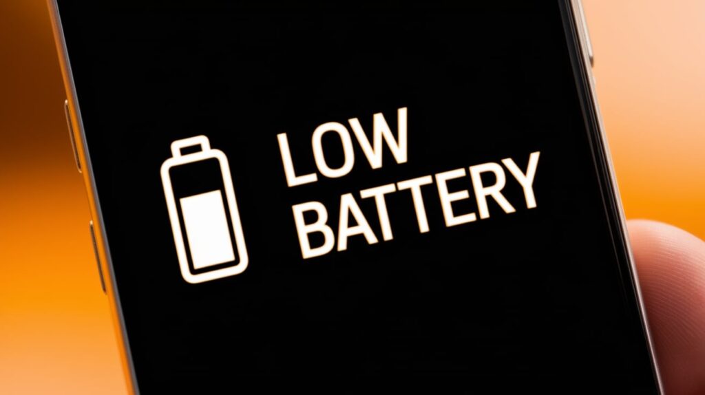 If the battery is low, you'll see a Low Battery warning