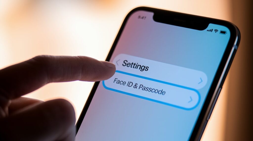 Navigating to Face ID Settings