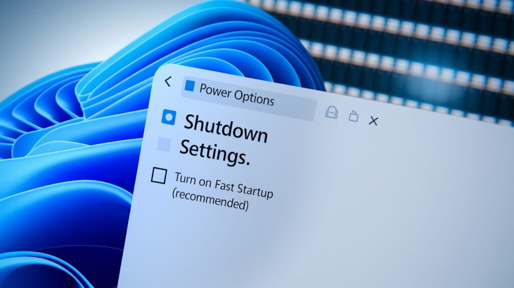 Uncheck the box to disable Fast Startup