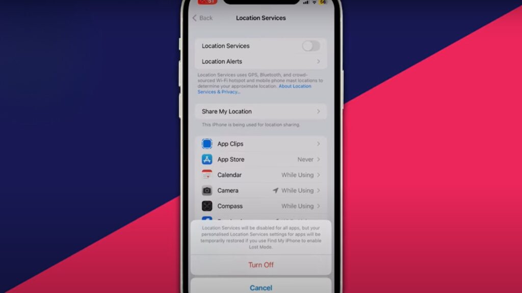 Turn off Share My Location in iCloud Settings