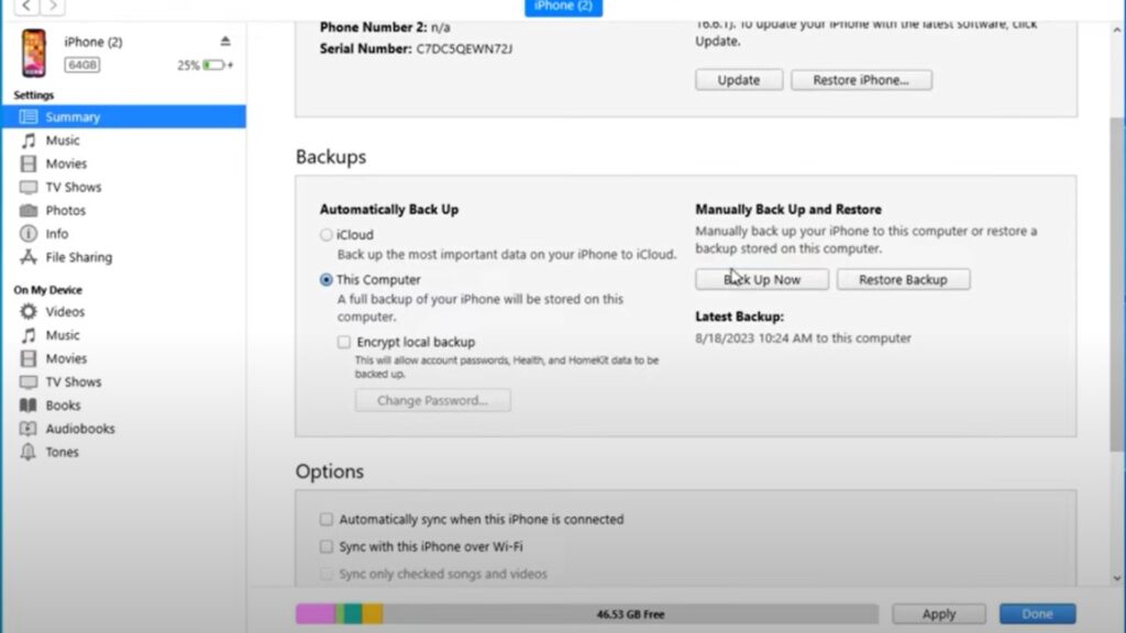 Use iTunes or Finder on a Computer